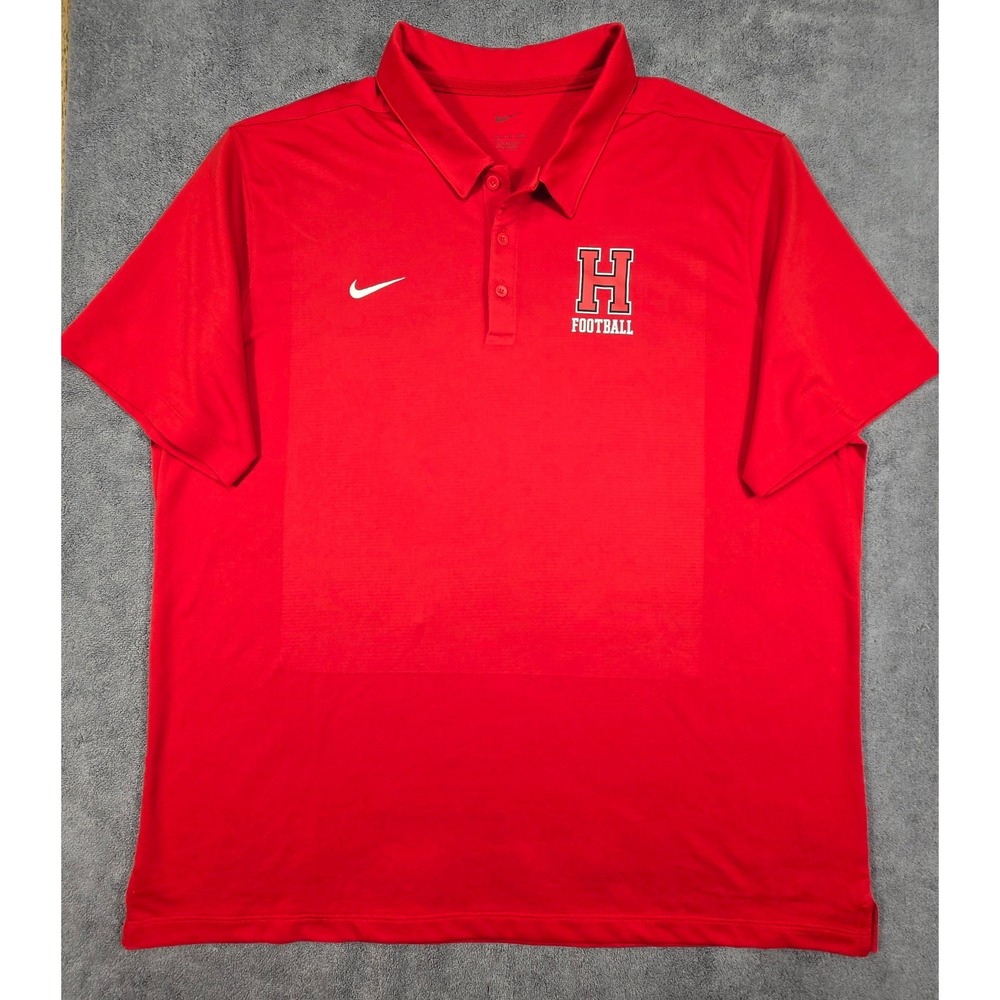 Nike Dri-FIT Red Football Polo Shirt Men's 2XL Embroidered H‎ Logo Athletic - Picture 2 of 11